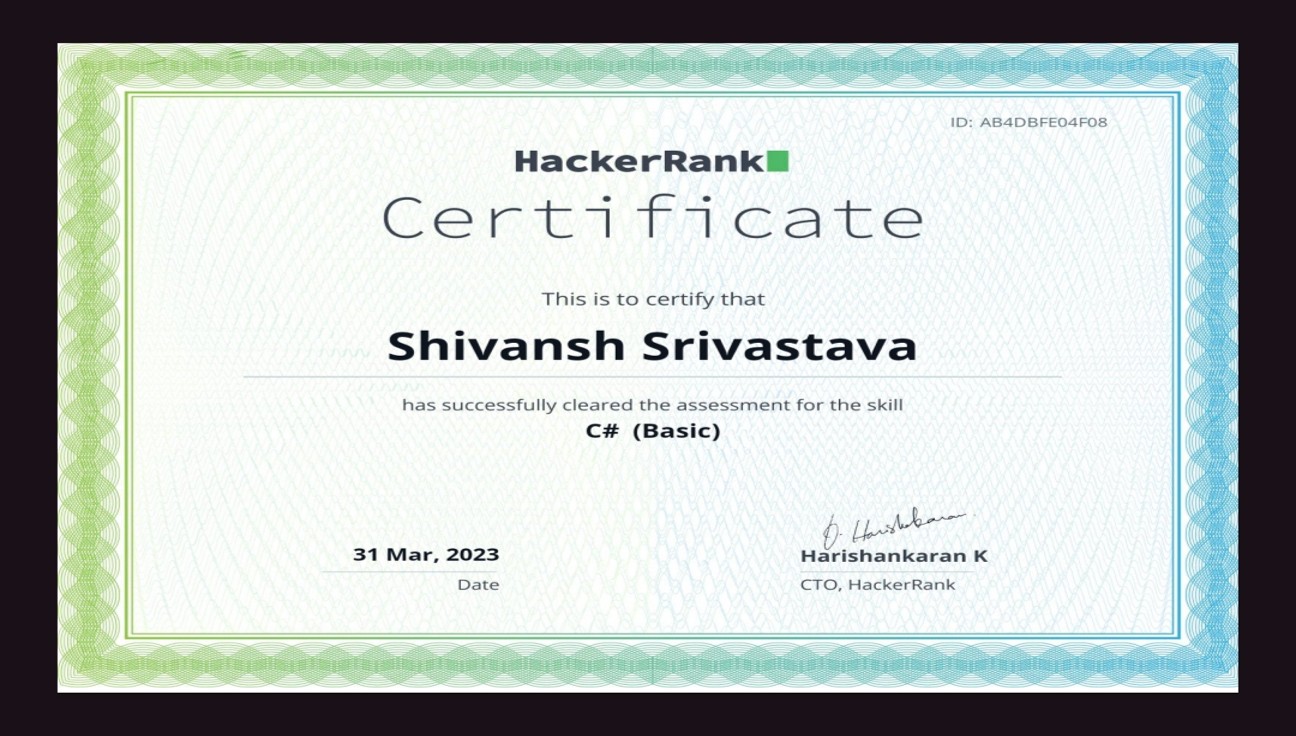 Hackerrank C# Certificate